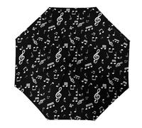 Cmagnifico Paraguas plegable, paraguas de notas musicales, paraguas de viaje de apertura y cierre automático para resistente al viento, resistente a la lluvia, Nota musical, Automatic