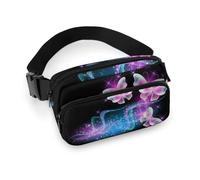 Cmagnifico Riñonera ajustable con diseño de calavera de neón morado, para correr, caminar, senderismo, ver imagen, 20x13cm