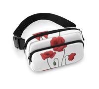 Cmagnifico Riñonera ajustable con diseño de flores de amapola, para correr, caminar, senderismo, ver imagen, 20x13cm