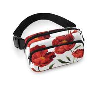 Cmagnifico Riñonera ajustable con diseño de flores de amapola roja para correr, caminar, senderismo, ver imagen, 20x13cm