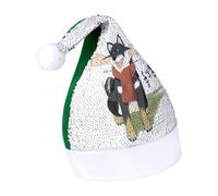 Cmagnifico Sombrero de Navidad con lentejuelas para adultos, sombrero de perro Shiba negro para varias fiestas de vacaciones