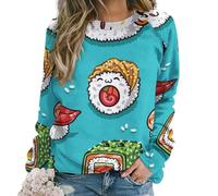 Cmagnifico Sudadera casual para mujer, diseño de perro Shiba Inu, sudadera con cuello redondo y manga larga, Estilo lindo de sushi, M
