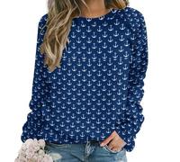 Cmagnifico Suéter casual para mujer, sudadera colorida de perro galgo para mujer, cuello redondo, manga larga, Punto de ancla náutica, M