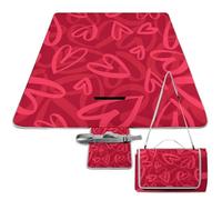 Cmagnifico Tapete de pícnic, cubierto con corazones rojos, manta cuadrada de picnic, alfombras al aire libre, 148 cm x 148 cm