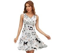 Cmagnifico Vestido con cuello en V para mujer, vestido de lobo de fantasía, vestido de verano sin mangas para fiesta, vacaciones, Bonita vaca vacuna, XL