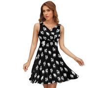 Cmagnifico Vestido con cuello en V para mujer, vestido de verano sin mangas para fiestas, vacaciones, Perro de carlino, M