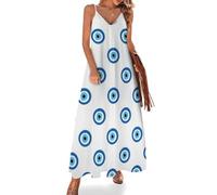 Cmagnifico Vestido largo de verano para mujer, vestido de verano plateado brillante con purpurina, cuello en V, tirantes delgados, vestido de playa, Evil Eye, XL Alto