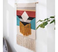 CMBJX Tapiz de Pared macramé Boho Chic,Borlas Tejidas Hechas a Mano Tapices de Pared Arte de Pared, Lino de algodón Banner de Pared Dormitorio Decoración de Fiesta de guardería,Red