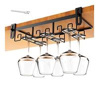 Cmecial Soporte dorado para copas de vino para colgar debajo del gabinete, colgador de metal para copas de vino, soporte para copas de vino, soporte para copas de vino, almacenamiento debajo del