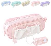 Cmeilau Case de lápiz con bolígrafos Rosados, contando Estuches de lápiz con cordón de Gran Capacidad de Gran Capacidad, Estuches de lápiz, Linda Caja de lápiz de cordón de Bolsa estética (Pink)