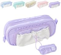 Cmeilau Case de lápiz con bolígrafos Rosados, contando Estuches de lápiz con cordón de Gran Capacidad de Gran Capacidad, Estuches de lápiz, Linda Caja de lápiz de cordón de Bolsa estética (Purple)