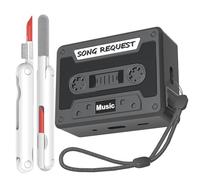 CMGOE Funda para AirPods 4, diseño retro de cinta de casete con bolígrafo de limpieza 2 en 1 y cordón, divertida funda protectora de silicona a prueba de golpes compatible con AirPods de 4ª generación