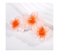 Cmis Kbei 2 horquillas de 11 cm, 3 flores de Frangipani, color sólido, color degradado, horquilla, tocado, accesorios para el cabello para mujeres (T-naranja)