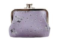 Cmis Kbei 2 monederos con estampado de flores de doble capa con cerrojo para mujer, bolsos de mano de moda, Purple, Talla única