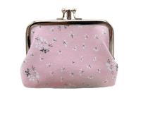 Cmis Kbei 2 monederos con estampado de flores de doble capa con cerrojo para mujer, bolsos de mano de moda, Pink, Talla única