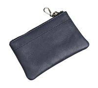 Cmis Kbei 2 monederos de cuero genuino para hombre, carteras retro con capa de cabeza de vacuno, bolsa de tarjetas hecha a mano con cremallera, funda para llaves de coche, Blue, Talla única