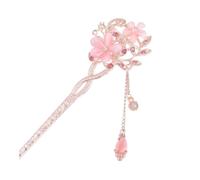 Cmis Kbei 2 palillos de metal estilo chino para el pelo, diseño de flores y diamantes de imitación, horquillas para el pelo, con borlas, perlas, accesorios para el cabello, tocado (D)