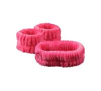 Cmis Kbei 2 pares de bandas de pelo de felpa de forro polar coral, impermeables, para lavar la cara, absorbentes, accesorios para el cabello (rojo rosa)