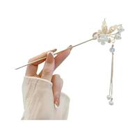 Cmis Kbei 2 pinzas para el pelo elegantes de estilo chino, con borlas, diseño floral, accesorio para peinado, joyería para mujer, horquilla (B)