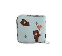 Cmis Kbei 3 bolsas de almacenamiento de servilletas sanitarias para mujer, bolsa organizadora portátil impermeable con patrón de dibujos animados, Oso azul, Talla única