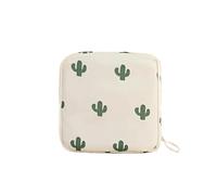 Cmis Kbei 3 bolsas de almacenamiento de servilletas sanitarias para mujer, bolsa organizadora portátil impermeable con patrón de dibujos animados, Cactus beige, Talla única
