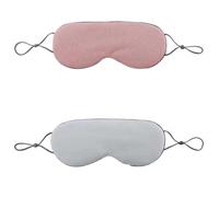 Cmis Kbei Antifaz para dormir cálido y frío, de doble uso, de seda suave, opaca, con correa elástica ajustable, pantalla de viaje (rosa-azul, 2 unidades)