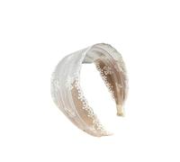 Cmis Kbei Bandas anchas de encaje vintage para el pelo, accesorios para el cabello de tendencia de personalidad, diadema de malla simple (corbata de paja)