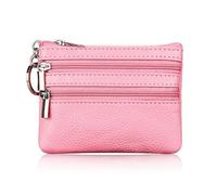 Cmis Kbei Cartera de piel para mujer, con cierre de una o dos cremalleras, monedero pequeño, suave, mini tarjetero, 2 Zip-pink, Talla única