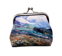 Cmis Kbei Cartera pequeña para mujer, mini monederos con impresión de cerrojo para tarjetas de efectivo, bolso de mano para cambio de dinero, impresión al óleo, f, 1 pieza