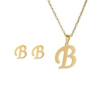 Cmis Kbei Collar de acero inoxidable con inicial del alfabeto de 26 letras inglesas para mujer, conjunto de joyas personalizadas, talla única, Ágata
