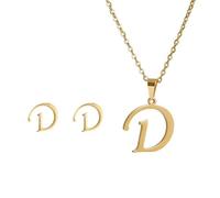Cmis Kbei Collar de acero inoxidable con inicial del alfabeto de 26 letras inglesas para mujer, conjunto de joyas personalizadas, talla única, Ágata