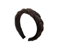 Cmis Kbei Diadema de terciopelo simple y ancha a la moda, diadema trenzada (café)