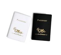 Cmis Kbei Juego de 2 fundas de piel sintética para pasaporte, tarjetero, accesorios de viaje, cartera ligera, regalo para parejas, Ch71blackwhite, Talla única