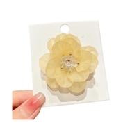 Cmis Kbei Juego de 5 piezas para mujer, multicolor, flor de cerezo, camelia, bonito clip lateral con flequillo para uso diario (una camelia amarilla)