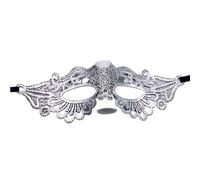 Cmis Kbei Máscara de media cara de encaje de princesa de moda, para adultos, para fiestas, bailes, actuaciones (plata)