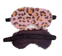 Cmis Kbei Máscara de ojos de felpa suave para dormir con diseño de nube de amor, máscara de felpa con parche para siesta, cubierta de ojos para la salud de los ojos (estampado de leopardo claro)