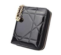 Cmis Kbei Mini monedero corto 3 plegable pequeño cartera mujer titular de la tarjeta de crédito caso señora charol bolsa dinero bolsa linda cartera rosa, Negro A, Talla única