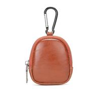 Cmis Kbei Mini monedero de cuero auténtico, cartera vintage con cremallera para llaves, bolsa de almacenamiento simple para monedas, Brown, Talla única