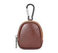 Cmis Kbei Mini monedero de cuero auténtico, cartera vintage con cremallera para llaves, bolsa de almacenamiento simple para monedas, café, Talla única