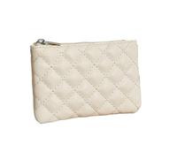 Cmis Kbei Monedero pequeño de piel sintética con cremallera para mujer, con estampado a cuadros, monedero para tarjetas de visita, mini monedero, White, Talla única