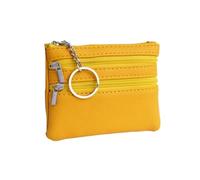 Cmis Kbei Monedero pequeño de piel sintética multicolor con capa superior ligera y cremallera para llaves, color sólido, bolsa de dinero suelta, D-amarillo, Talla única