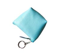 Cmis Kbei Monedero portátil de piel auténtica, vintage, para llaves, monedas, auriculares, para mujeres y hombres, mini cartera, azul claro, Talla única