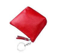 Cmis Kbei Monedero portátil de piel auténtica, vintage, para llaves, monedas, auriculares, para mujeres y hombres, mini cartera, rojo vino, Talla única