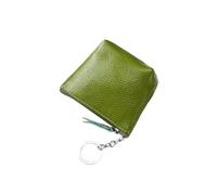 Cmis Kbei Monedero portátil de piel auténtica, vintage, para llaves, monedas, auriculares, para mujeres y hombres, mini cartera, Green, Talla única