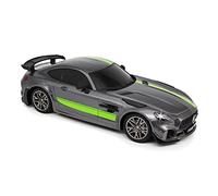 CMJ RC Cars Mercedes GT Pro AMG - Radio de coche con control remoto 1:24 con licencia oficial a escala 1:24, luces de trabajo de 2.4 GHz (gris)