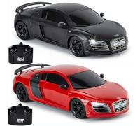 CMJ RC Cars Pack Doble: Set de Audi R8 con Licencia Oficial en Rojo y Negro fanáticos del automovilismo y coleccionistas