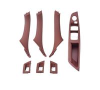 CMJAHU Apto for BMW Serie 5 F10 F11 520i 523i 525i 528i 535i 2009-2016 Volante derecho RHD Juego de manijas de tirador de reposabrazos de puerta interior(RHD Red Brown)