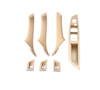 CMJAHU Apto for BMW Serie 5 F10 F11 520i 523i 525i 528i 535i 2009-2016 Volante derecho RHD Juego de manijas de tirador de reposabrazos de puerta interior(RHD Beige)