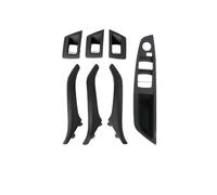 CMJAHU Manijas de puerta de cuero for interior de coche, for BMW Serie 5 F10 F11 51417225866, lado izquierdo y derecho, juego completo de 7 piezas(RHD Black)