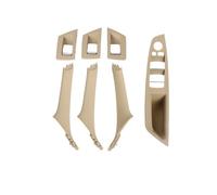 CMJAHU Tirador de puerta interior de coche de fibra de carbono, color beige y negro, apto for BMW Serie 5 F10 F18 523 525 528 LHD RHD, 7 colores, juego de 7 piezas(RHD Beige)